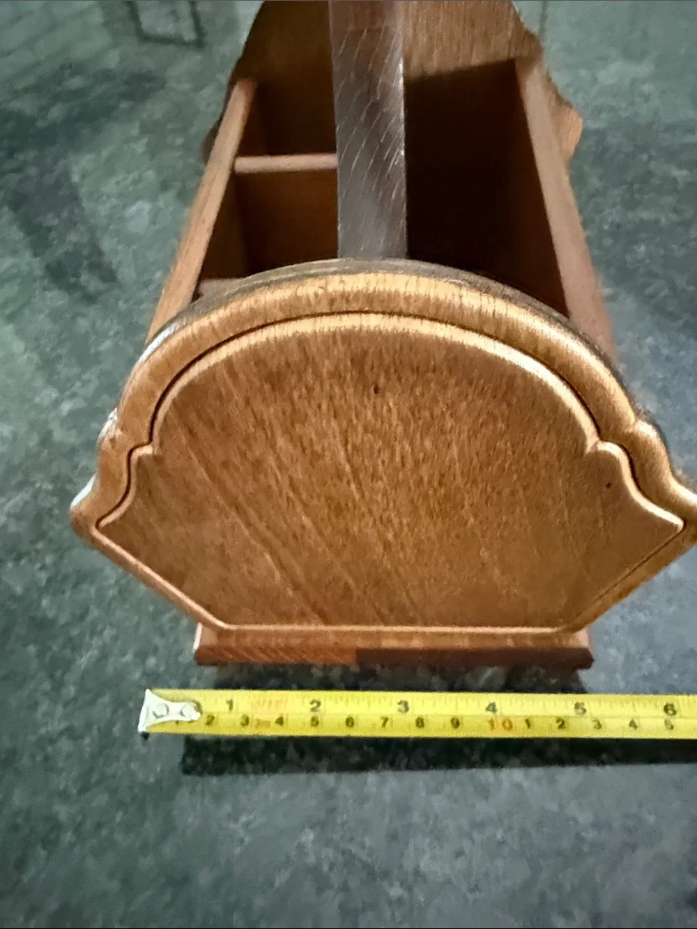 Vintage Solid Wood Divided Carry Caddy Organizer Napkins Mail Holder Farmhouse